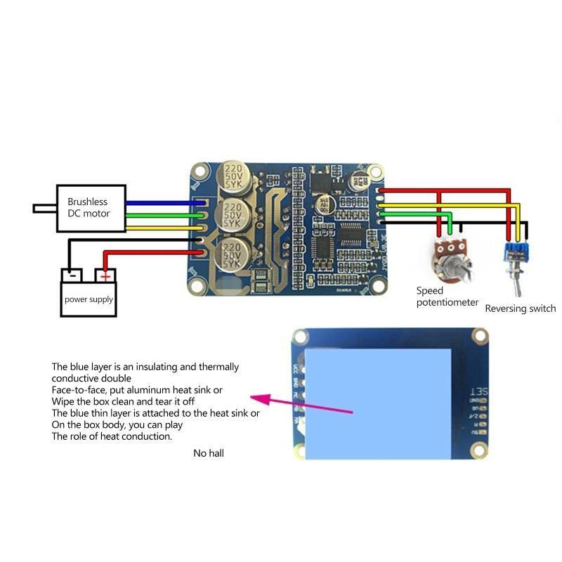 DC 12V-36V 500W PWM DC Brushless Motor Controller No Hall BLDC Drive Controller