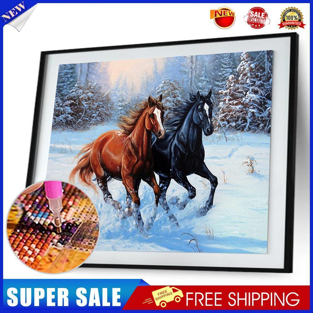 Two Horse DIY Diamond Painting Cross Stitch Kit Embroidery Home Decor Craft