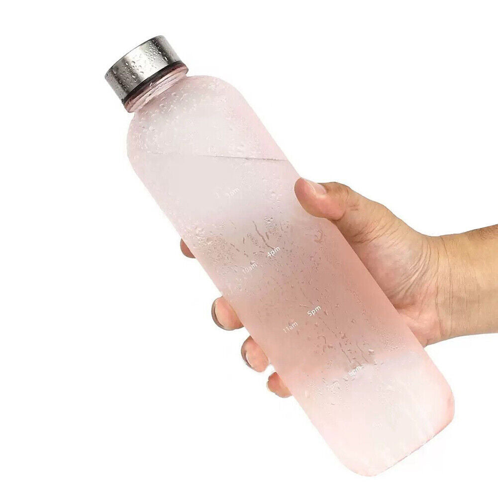 1L Large Capacity Water Bottle Portable Plastic Water Cup (Pink Frosted)