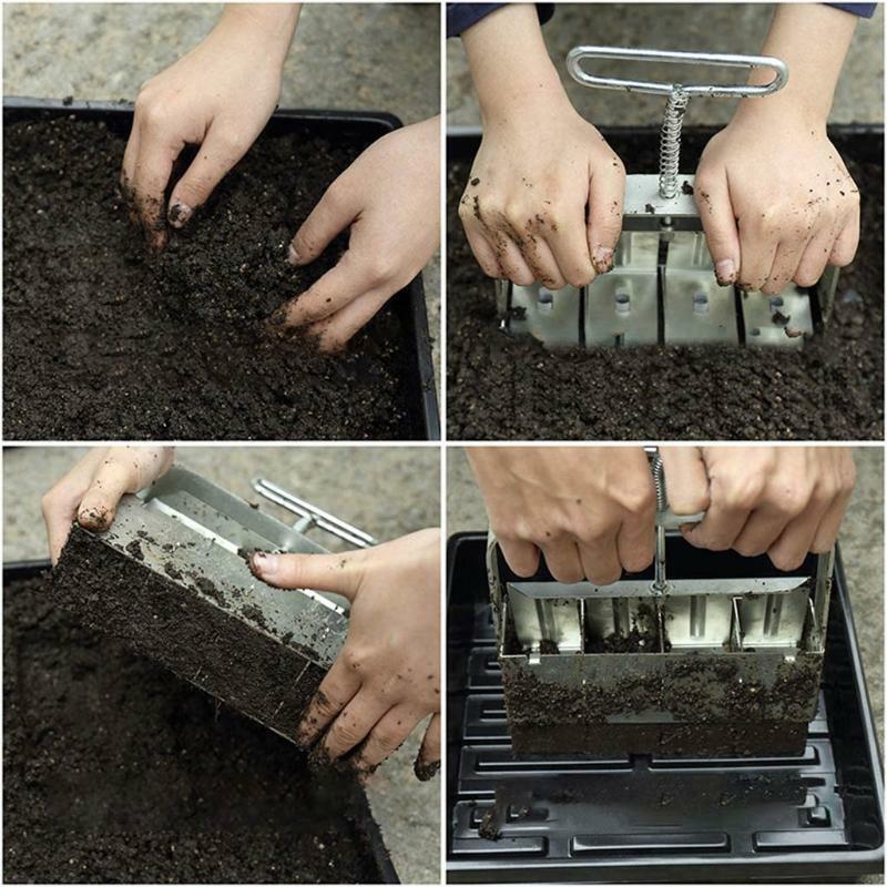 Hand-held Mini 4 Soil Blocker 2" With New Handle Soil Block Maker Garden Tool