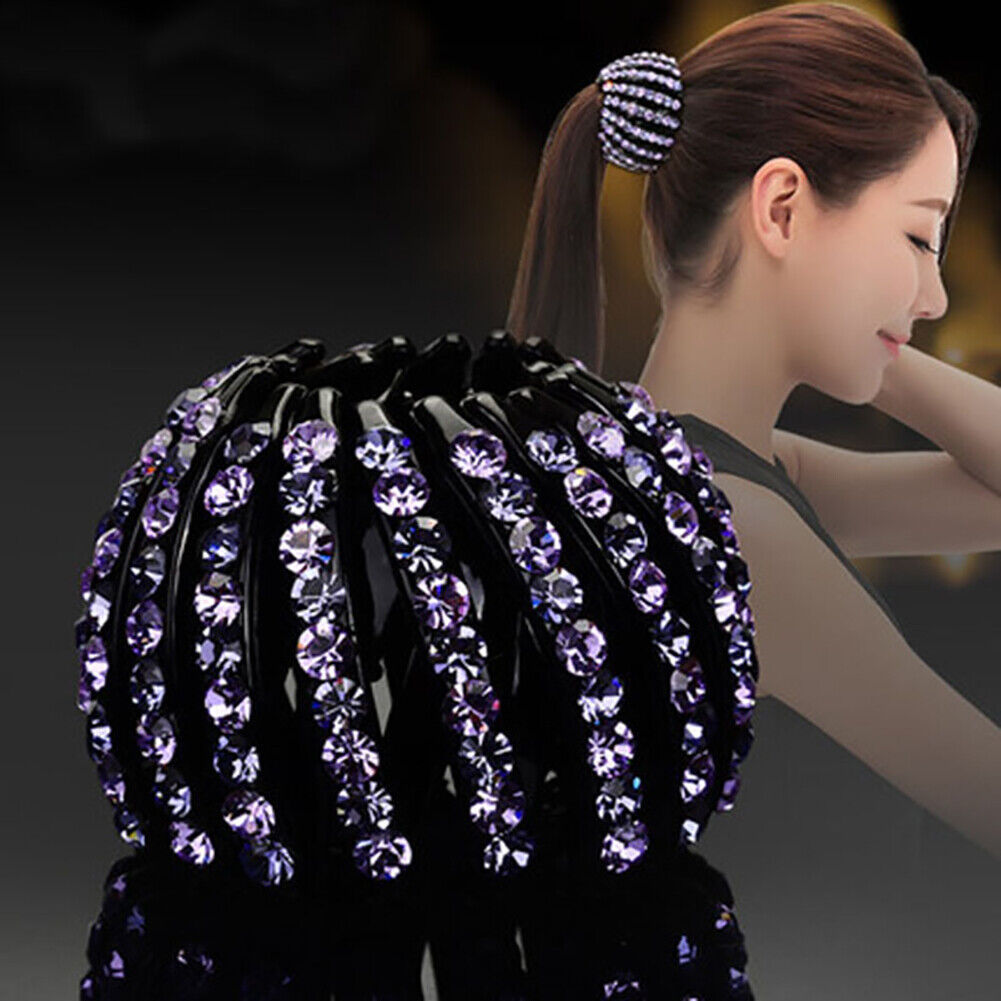 Plastic Diamond Bird Nest Hair Claw Bun Buckle Expanding Hair Clip (7)