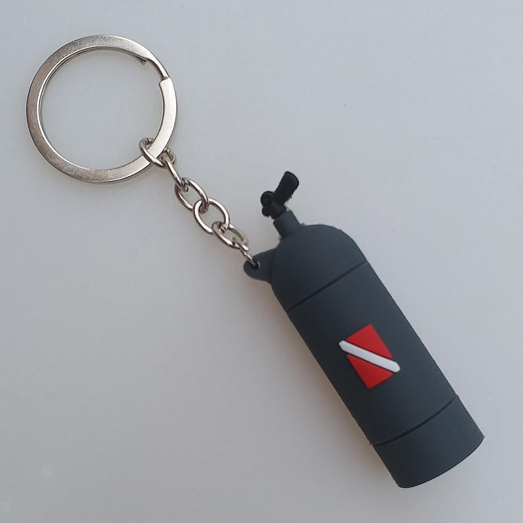 Novelty Mini Diving Tank Key Chain Holder Dive Flag Keyring Keychain Gray