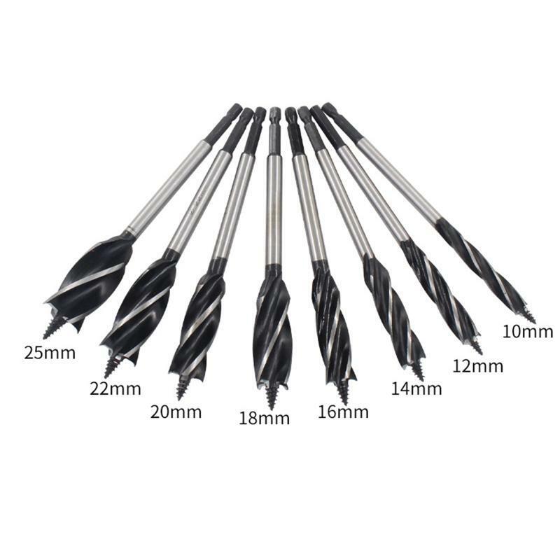 Woodworking Auger Drill Bit Sets Flute Auger Bit 10-25mm Wear Resistance