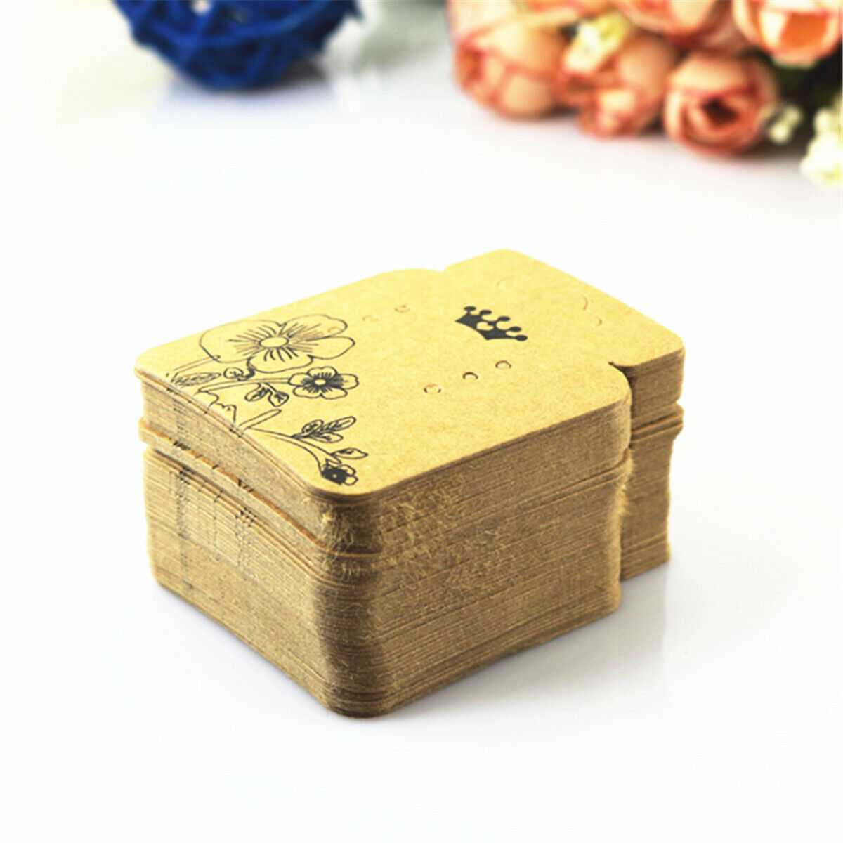 100PCS Kraft Paper Jewelry Earring Hanging Display Holder Hang Cards Price Tag