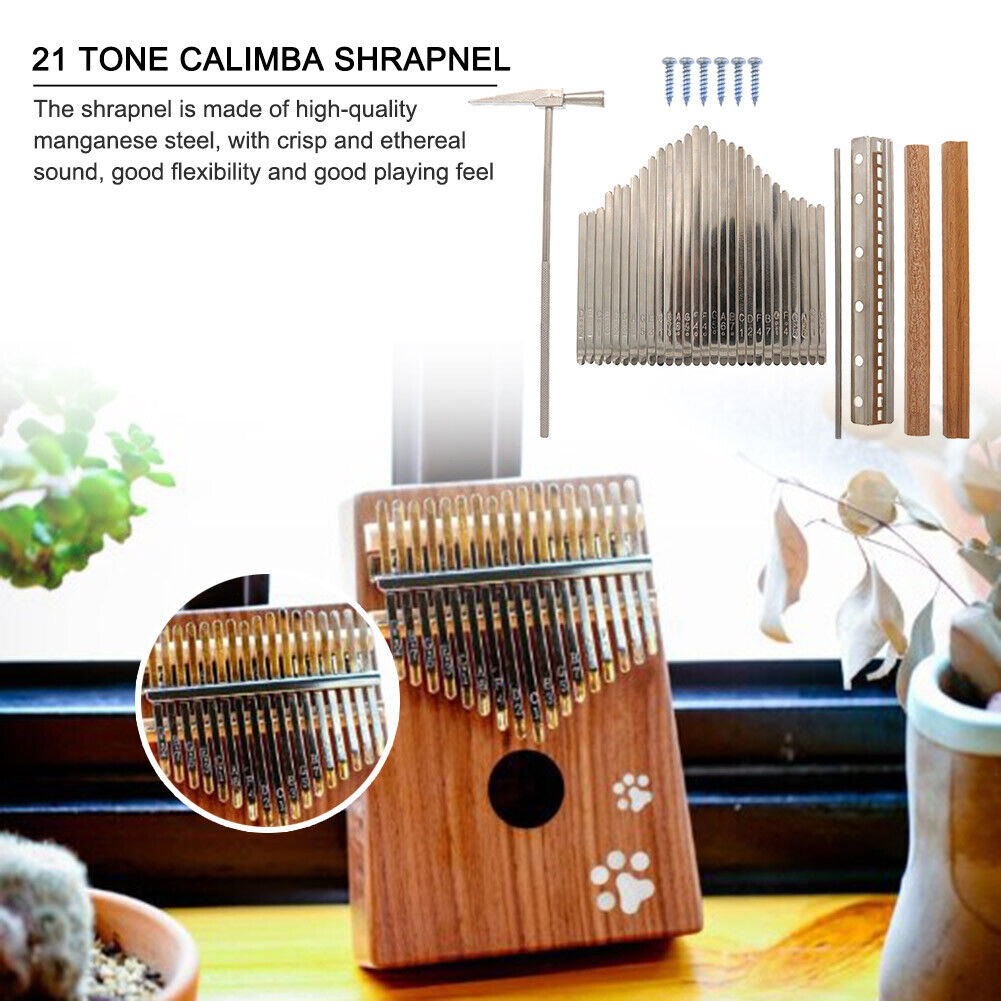 21-Key Kalimba DIY Thumb Piano Metal Shrapnel with Tuning Hammer Instrument