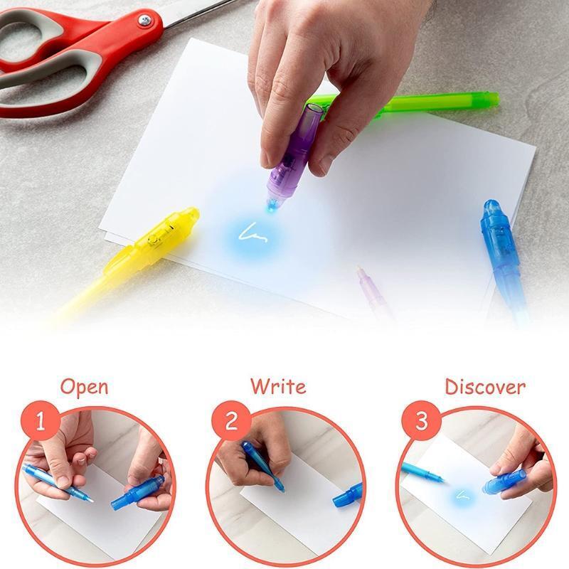 Colorful Invisible Ink Pen Magical Ink Pen with UV Light Xmas Gift Bags Filler