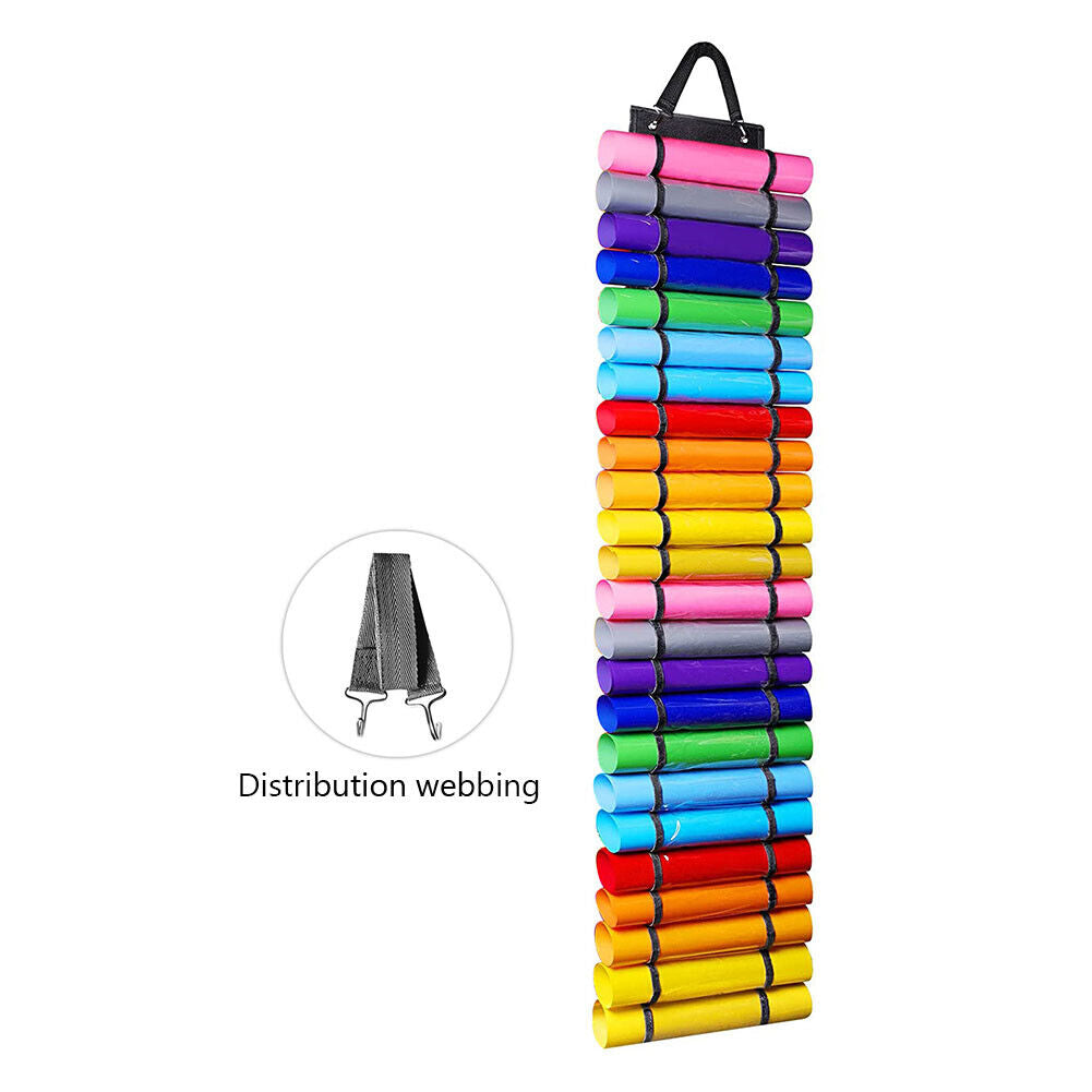 Vinyl Roll Holder 24 Grids Vinyl Organizer Wall Door Hanging Bag (Black)
