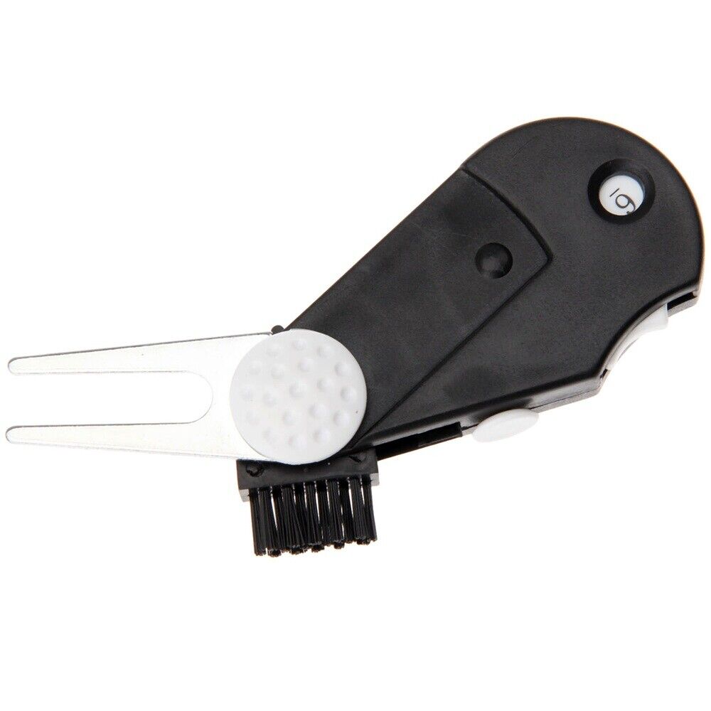 5in1 Golf Gadget Divot Tool Groove Cleaner Marker Brush Score Counter Belt Clip