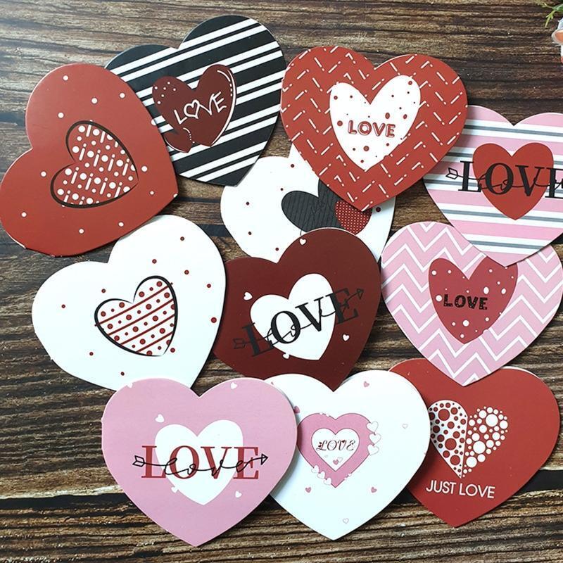 Mini Heart Shape Folding Greeting Cards Set of 120 Paper Blessing Card