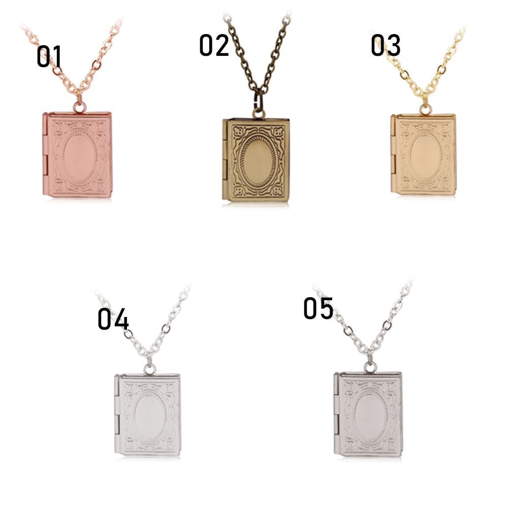 Women Book Friend Jewelry Square Shaped Necklace Photo Picture Locket Pendant