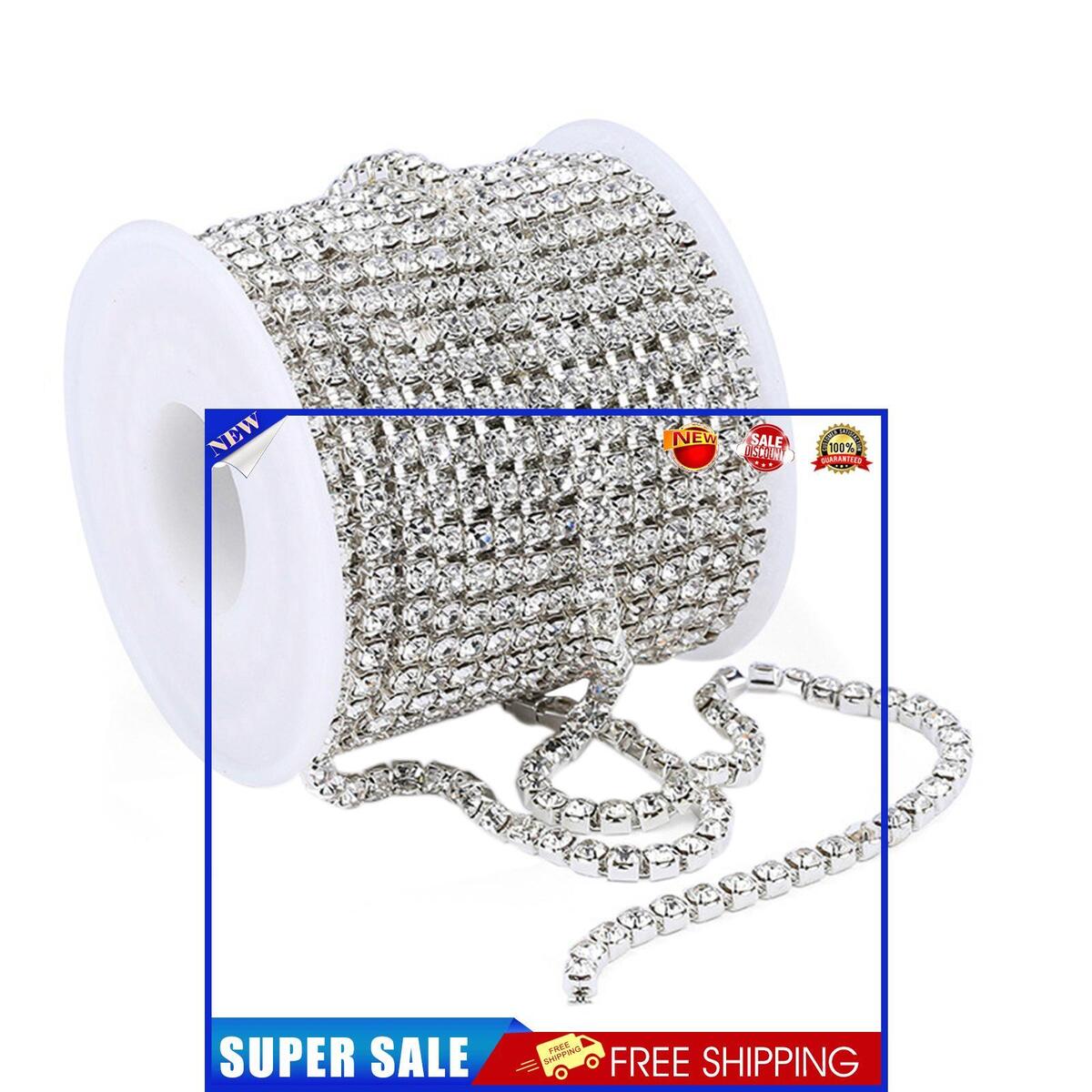 Double Row Rhinestone Close Crystal Chain 10 Yard/2 Rows Trims Cup Chain