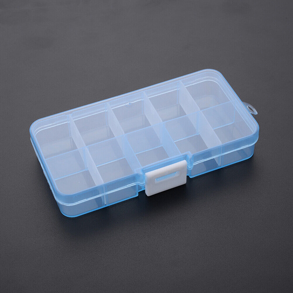 10 Grids Plastic Transparent Jewelry Pill Container Storage Box (Blue)