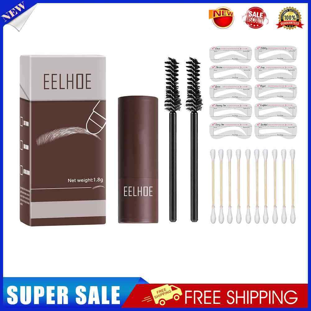 Waterproof EyeBrow Powder Stencil Lasting Natural Shaping Kit (Brown)
