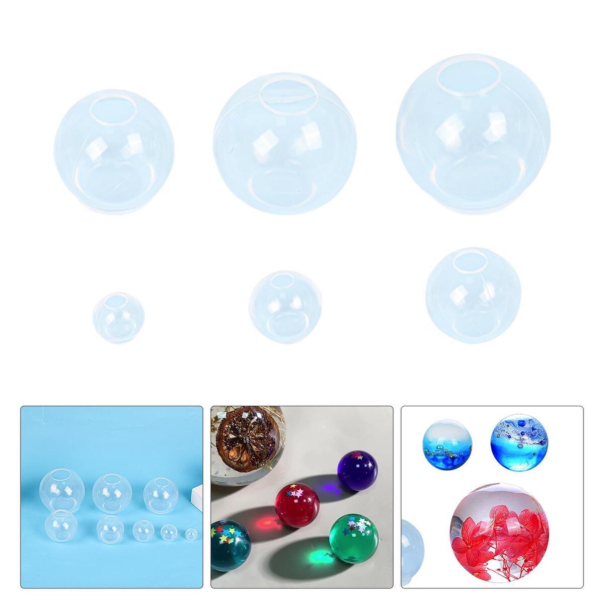 6 Pieces Silicone Ball Mold Decoration Craft Making Art DIY Jewelry Polymer Clay
