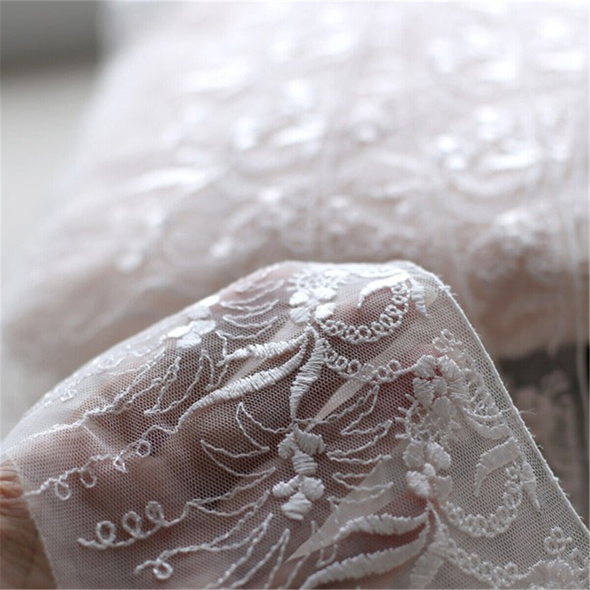 1M Embroidered Net Lace Trim Ribbon Dress Skirt Handicrafts Decor DIY Wide 12cm