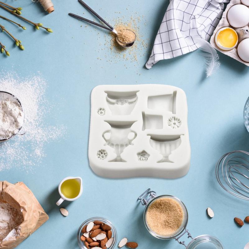 Exquisite Flowerpot Shape Silicone Fondant Mold Sugar Craft Mould Easy to Use