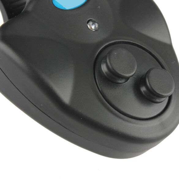Electronic Fish Bite Finder Alarm LED Light Bell Clip On Fishing Rod Black