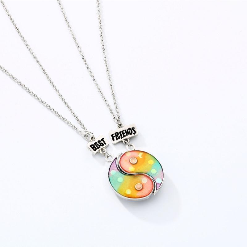 Fashion Couples Necklace Cartoon Tai Chi Shaped for Sisters Lover Best Friend