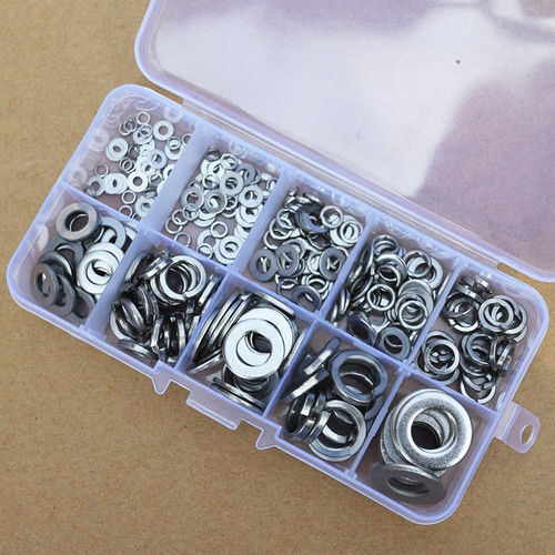 260Pcs Stainles Steel Flat & Spring Metal Lock Washer Set Assortment M2.5-M10