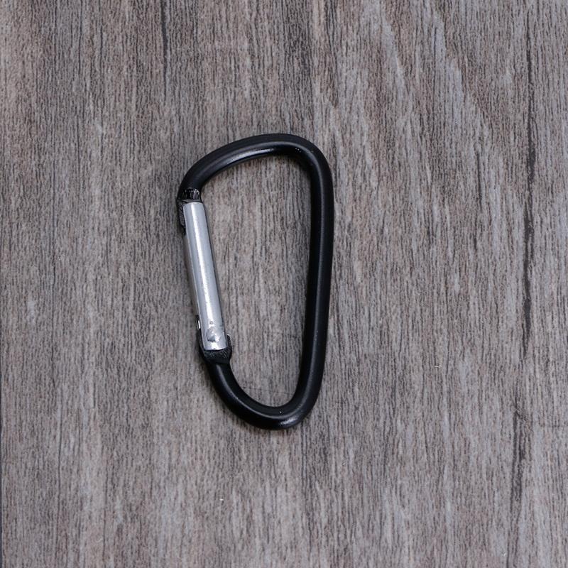 10PCS Black D Carabiner Camp Spring Snap Clip Hook Keychain Climbing Hiking