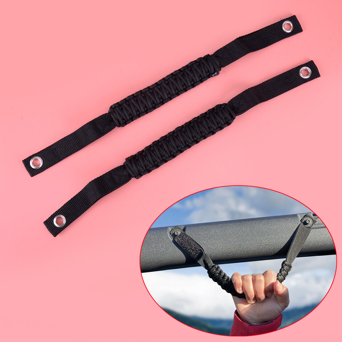 2x Black Roll Bar Grab Handles Accessories Fit For Ford Bronco 2021-2022