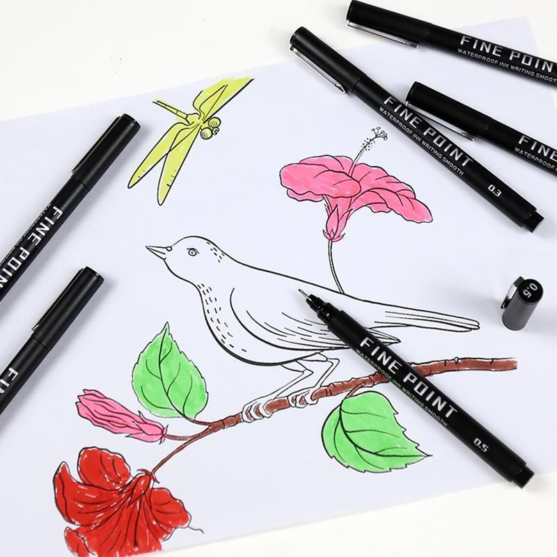 9Pcs Fineliner Ink Pens Waterproof Quick Dry Drawing Pens for Art Illustration