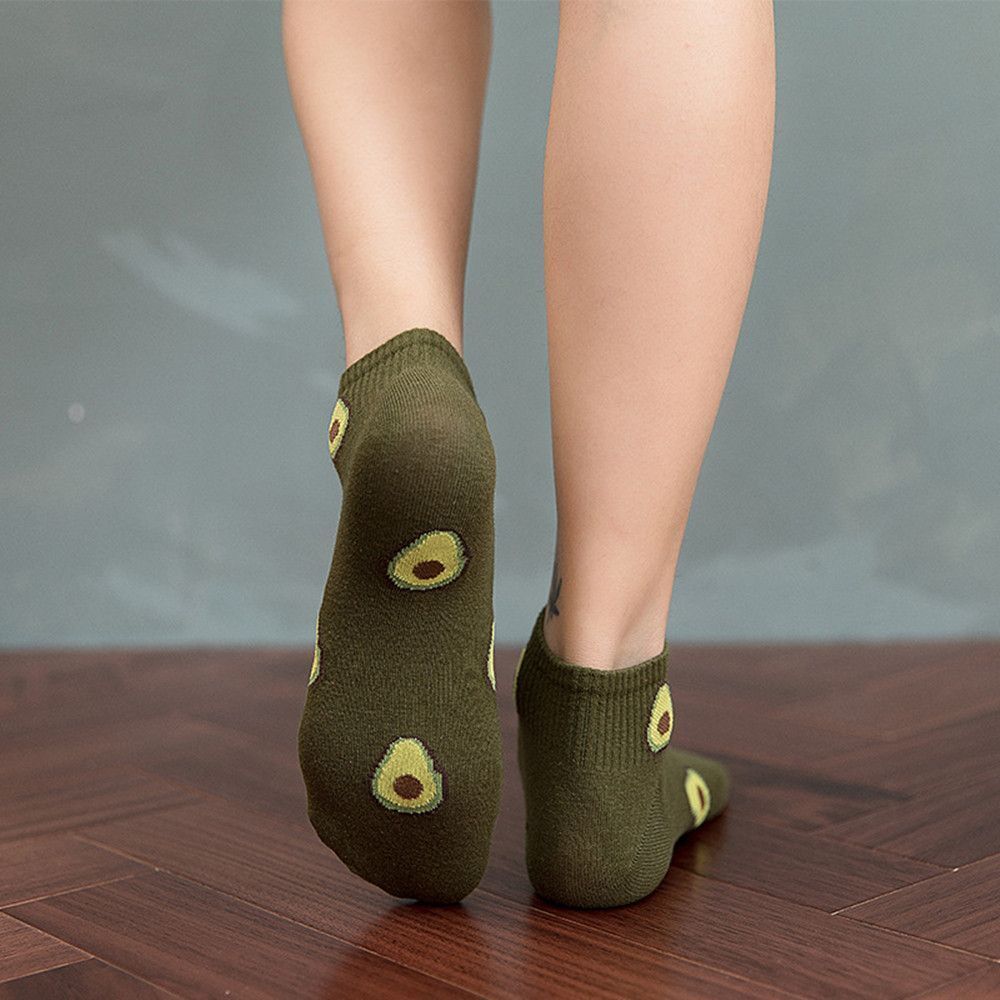 Soft Cotton Casual Summer Boat Socks Fruit Avocado Short Ankle Socks Women Man