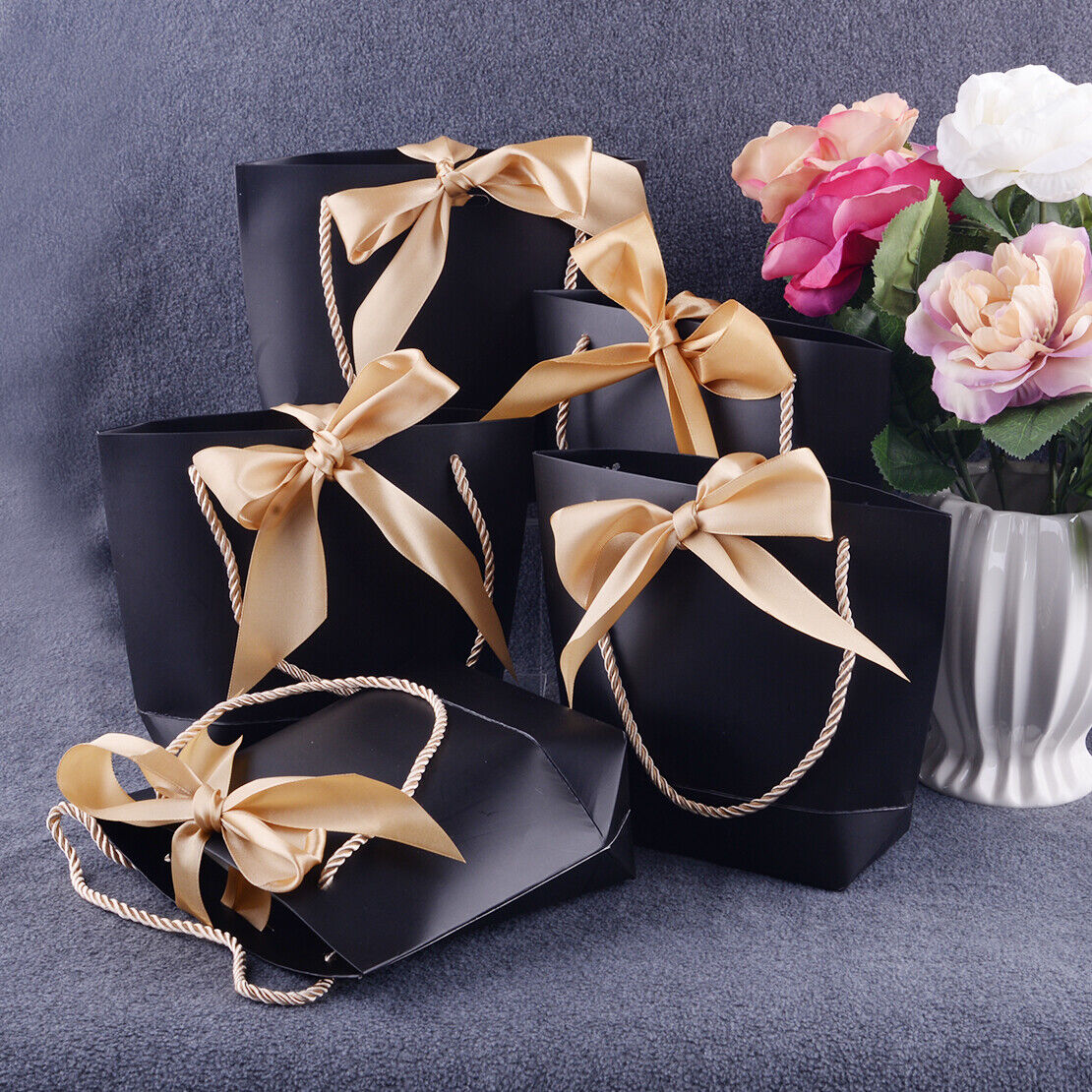 5pcs Gift Paper Bag Makeup Packing Handle Package for Boutique Shopping Party