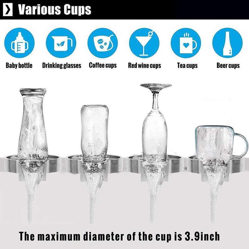 Stainless Steel Sink Glass Cup Rinser High Pressure Automatic Spraying