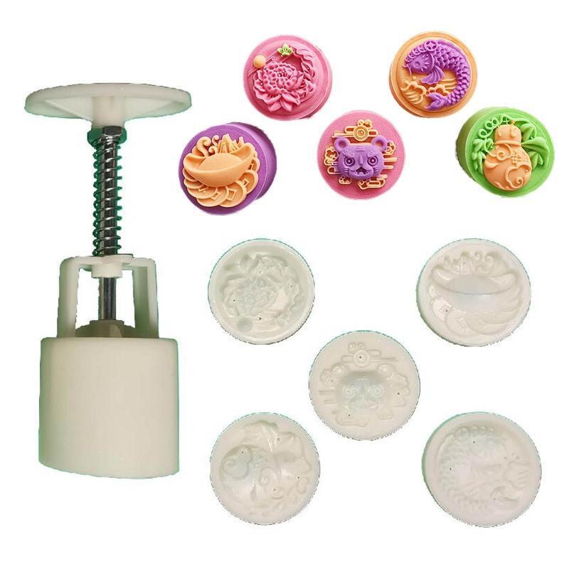 Moon Cake Moulds Mid-Autumn Hand Press Mooncake Stamps Pastry Decorating Gadgets