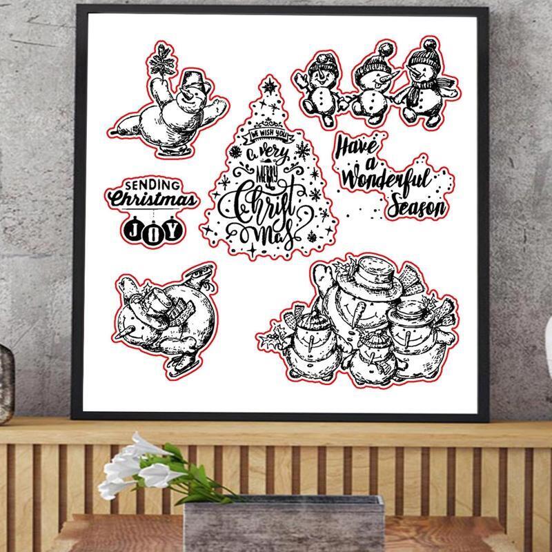 Merry Christmas Snowman Metal Cutting Dies Clear Stamp Set For DIY Scrapbooking