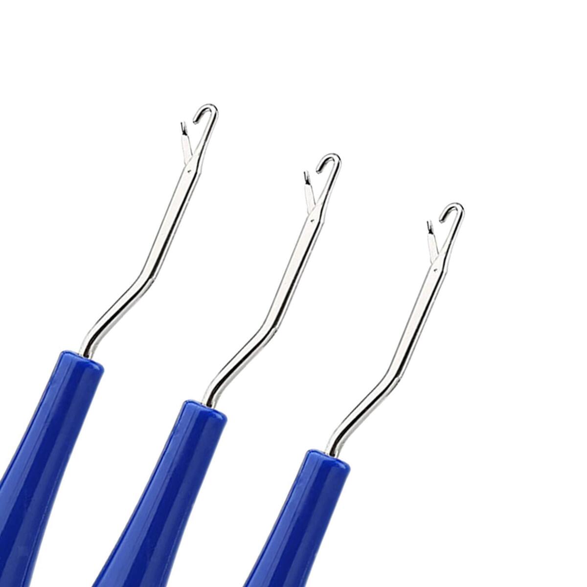 3Pcs Plastic Crochet Hook Rug Making Needle Seam Ripper For Braids Knitting