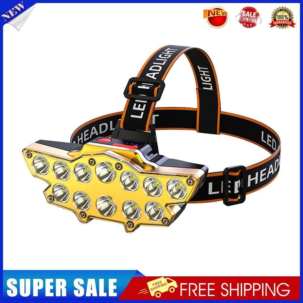 12LED Powerful Fishing Headlight USB Rechargeable Long-Range Flashlight