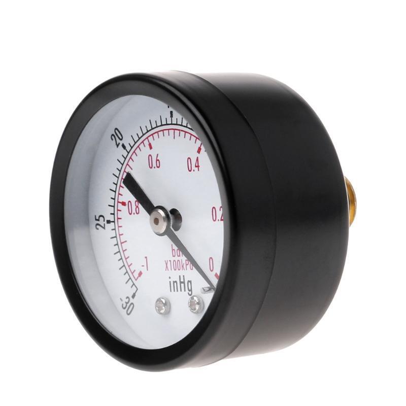 1/4" BSPT Thread Sturdy Vacuum Manometer 0~-30inHg 0~-1bar Double Scale Compact