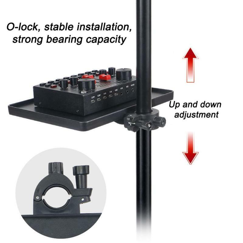 Sound Card Tray Live Broadcast Tripod Phone Clamp Holder for Outdoor Singing