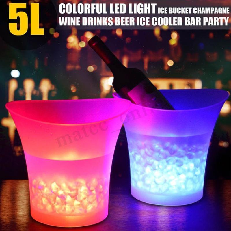 7 Colors Changing Champagne Wine Ice Bucket for Bar Club Theme Pub Beer Juice