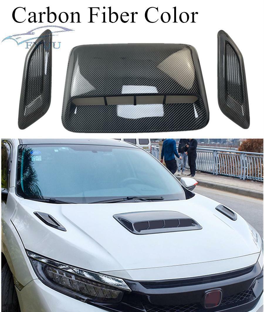 Glossy Carbon Fiber Color ABS Plastic Car Air Flow Intake Hood Scoop Vent Bonnet