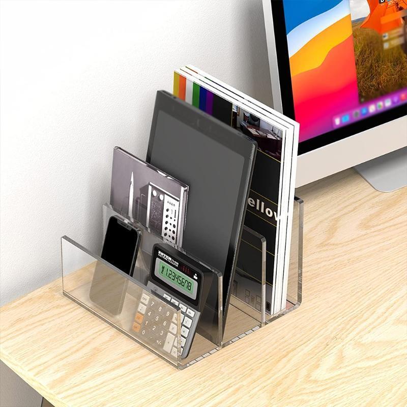 1 Pc Stylish Clear Acrylic File Organizer Documents/Letter/Books Storage Holderr