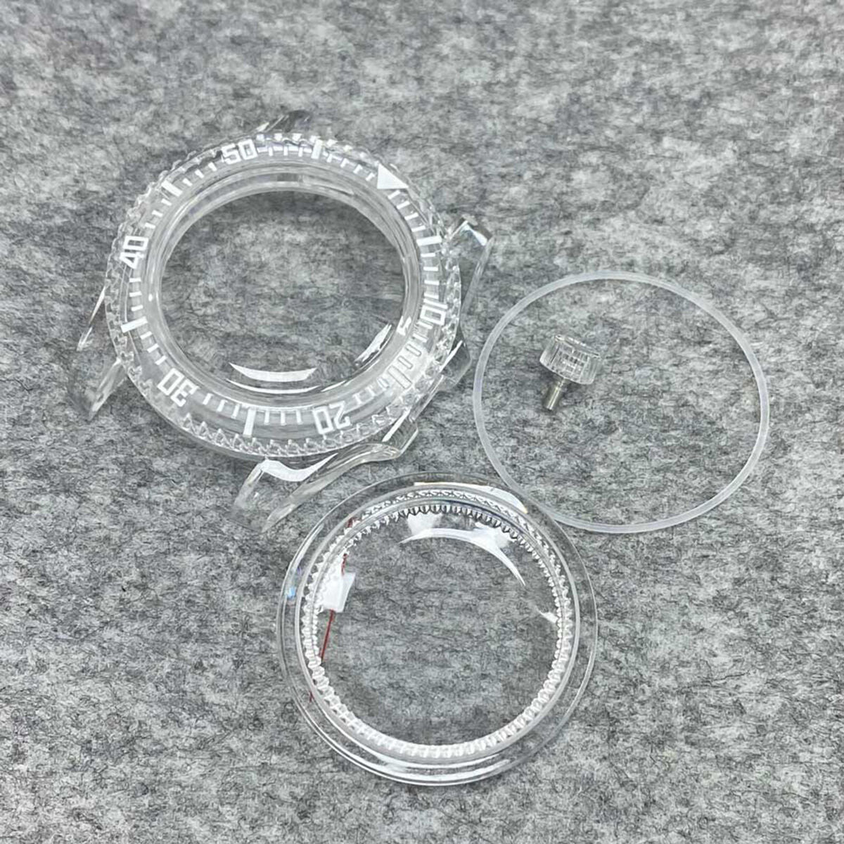 40mm SUB Plastic Transparent Case Watch Case for NH35/NH36 Watch Movement Parts