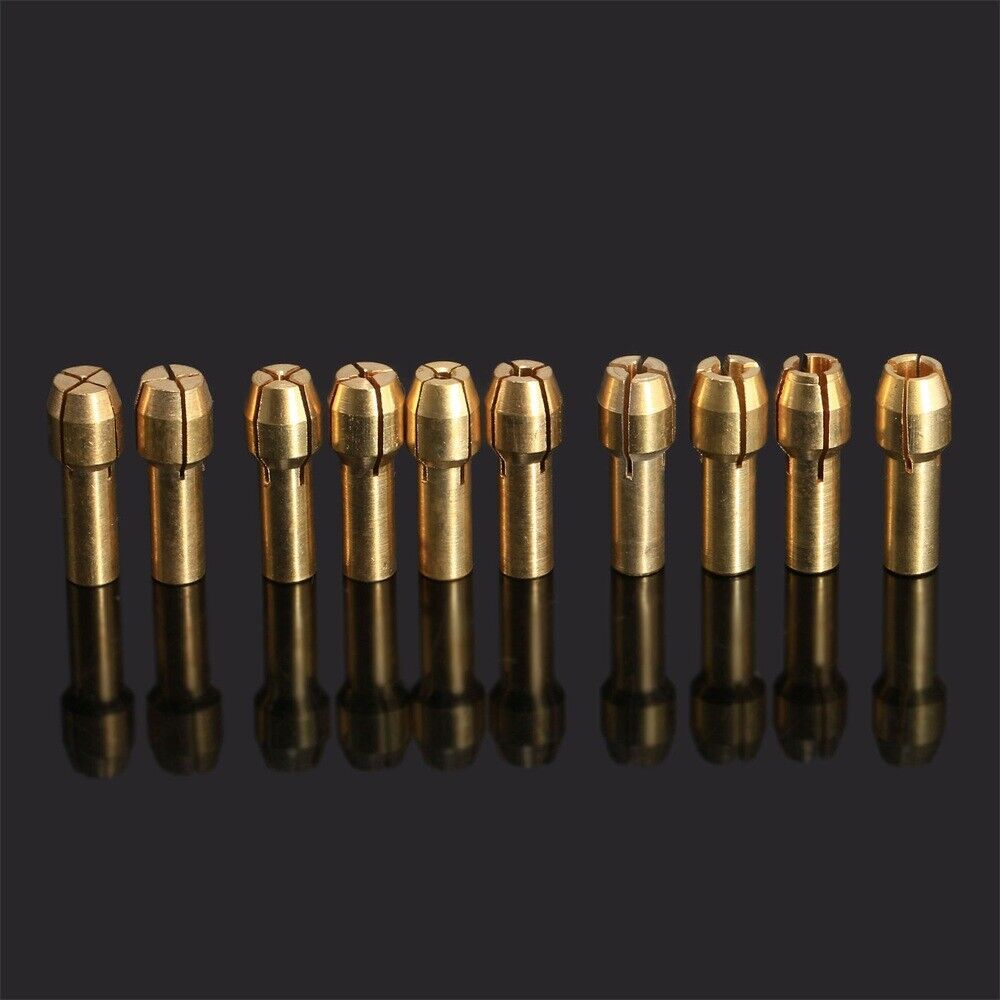 10pcs 0.5-3.2mm Brass Collets Chucks 4.8mm Shank Metalworking Power Rotary Tools