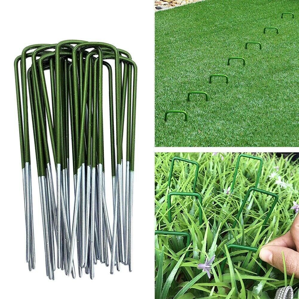 Spray Green Lawn Turf Fixing Nails U-shaped Ground Nails Turf Pegs Lawn Nails