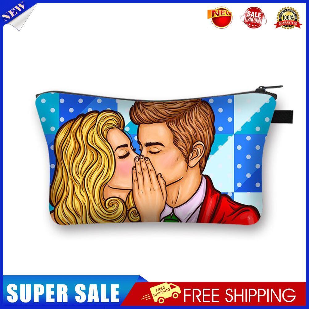 Cartoon couple Printed Hand Hold Travel Storage Cosmetic Bag Toiletry Bag