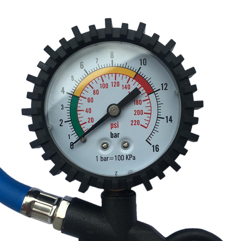 220PSI Self-locking Pistol Grip Trigger Tire Inflator Tyre Pressure Gauge