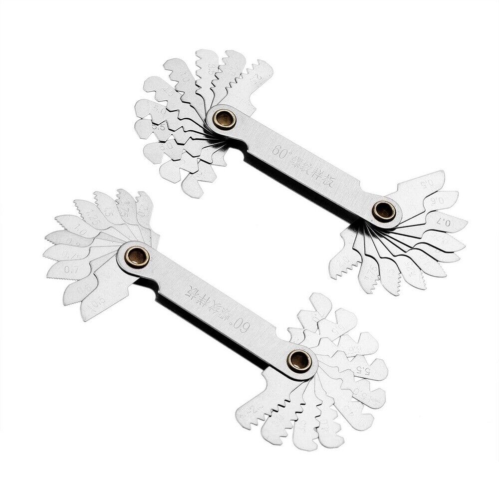 2pcs Steel 60° Dual Head Thread Screw Pitch Gage Gauge Measure Measuring Tool