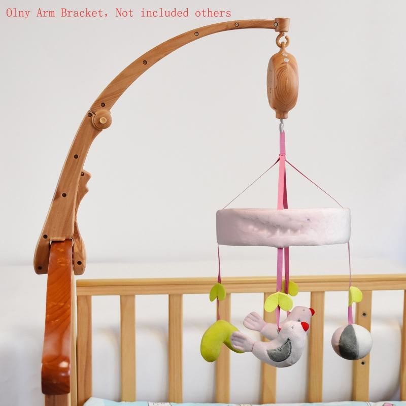Wood Grain Baby Crib Mobile Hanging Bed Bell Holder Music Box Holder Arm Bracket