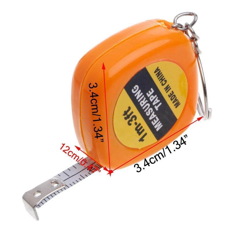 Easy Retractable Ruler Tape Measure Mini Portable Pull Ruler Keychain 1m/3ft