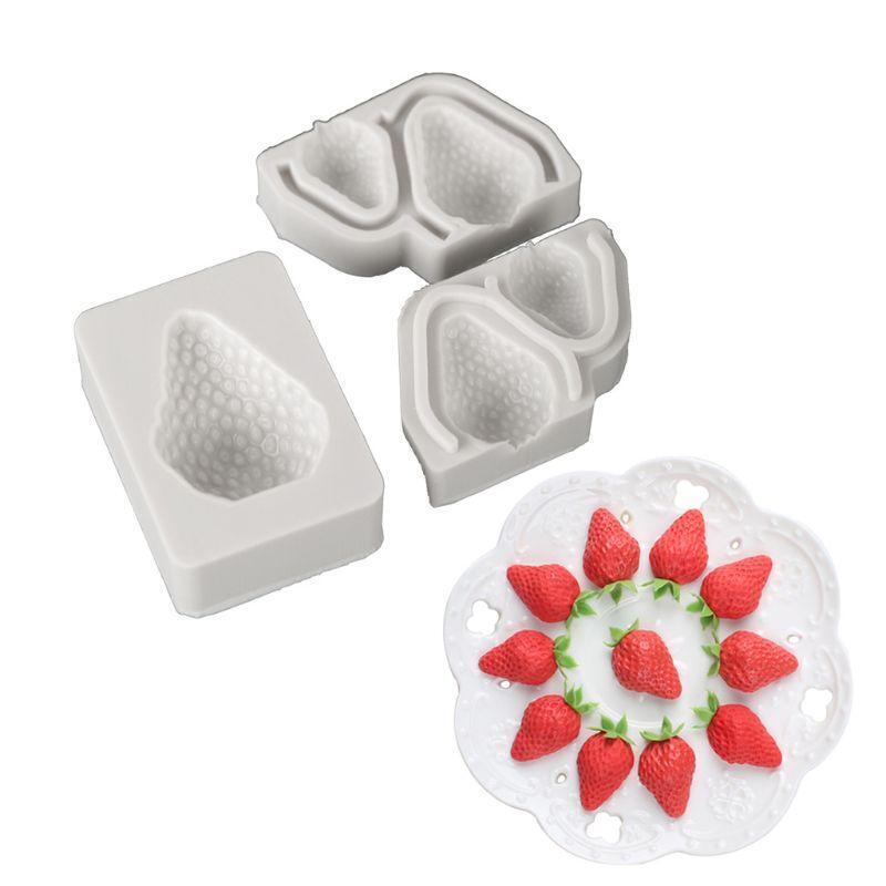 3 Pcs/Set Strawberry Fruit Silicone Mold Fondant Chocolate Candy Cake Clay Mould