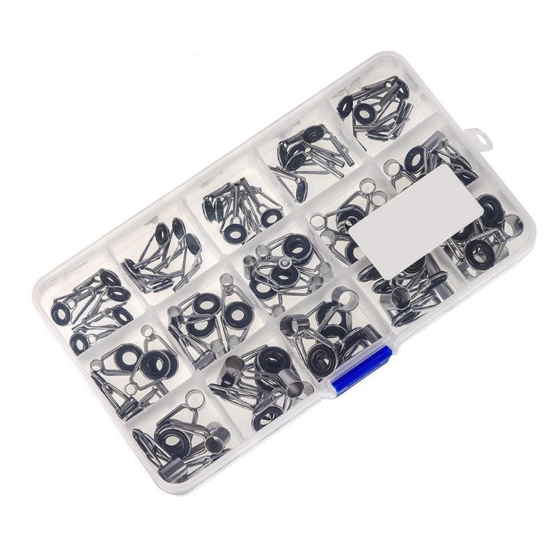 75 Pcs Spinning Bait Casting Fishing Rod Guides Integrated Stainless Steel Kit