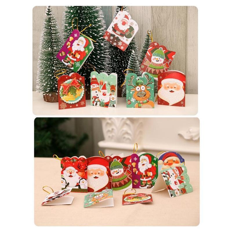 1 Set Mini Christmas Greeting Cards Hanging Card for Christmas Tree Present