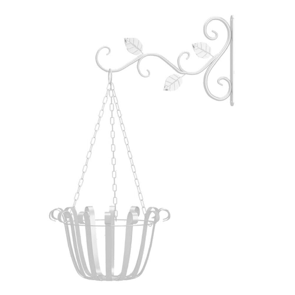 Hanging Iron Flowerpot Basket Planter Balcony Garden Home Decor (White)